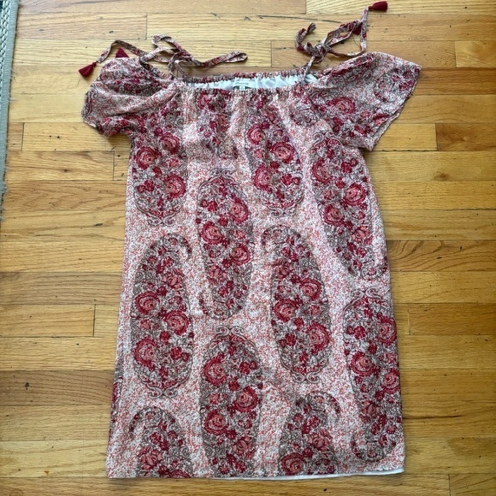 Madewell Silk Paisley Mini Dress Boho Off Shoulder Festival Size Medium